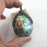 Natural Green Abalone CZ Tortoise Pendant for DIY Jewelry