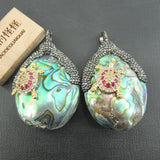 Natural Green Abalone CZ Tortoise Pendant for DIY Jewelry