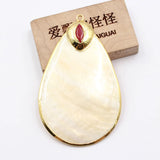 Natural Oval Yellow Shell Red Jade Plate Pendant for Jewelry DIY