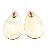 Natural Oval Yellow Shell Red Jade Plate Pendant for Jewelry DIY