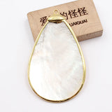 Natural Oval Yellow Shell Red Jade Plate Pendant for Jewelry DIY