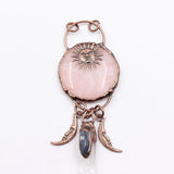 Gunmetal Bronze Plated Rose Quartz Pendant Charms