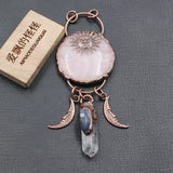 Gunmetal Bronze Plated Rose Quartz Pendant Charms