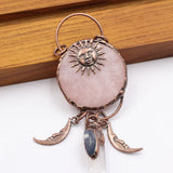 Gunmetal Bronze Plated Rose Quartz Pendant Charms