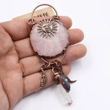 Gunmetal Bronze Plated Rose Quartz Pendant Charms