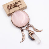 Gunmetal Bronze Plated Rose Quartz Pendant Charms