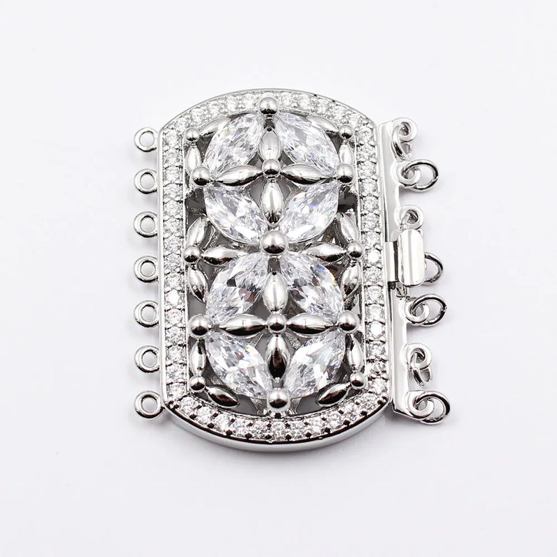Rectangle Clear Crystal Copper CZ Clasp for DIY Jewelry Making