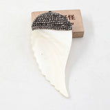 Natural Shell Feather Mother Of Pearl CZ Pave Pendant Charms For Necklace DIY