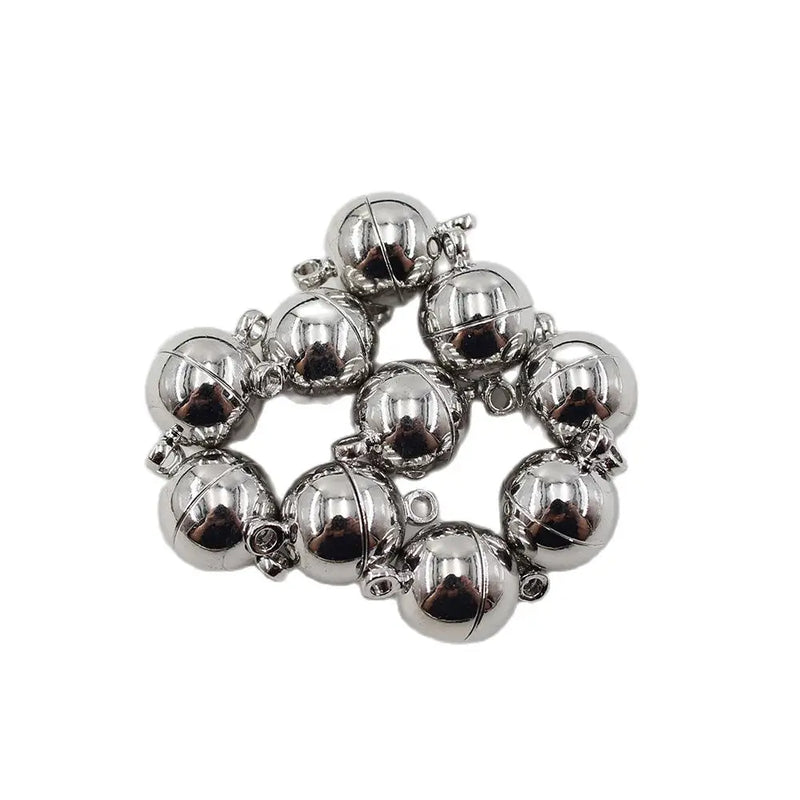 10 Pcs 10MM Copper Magnet Ball Clasps for DIY Pearl Bracelets Necklaces