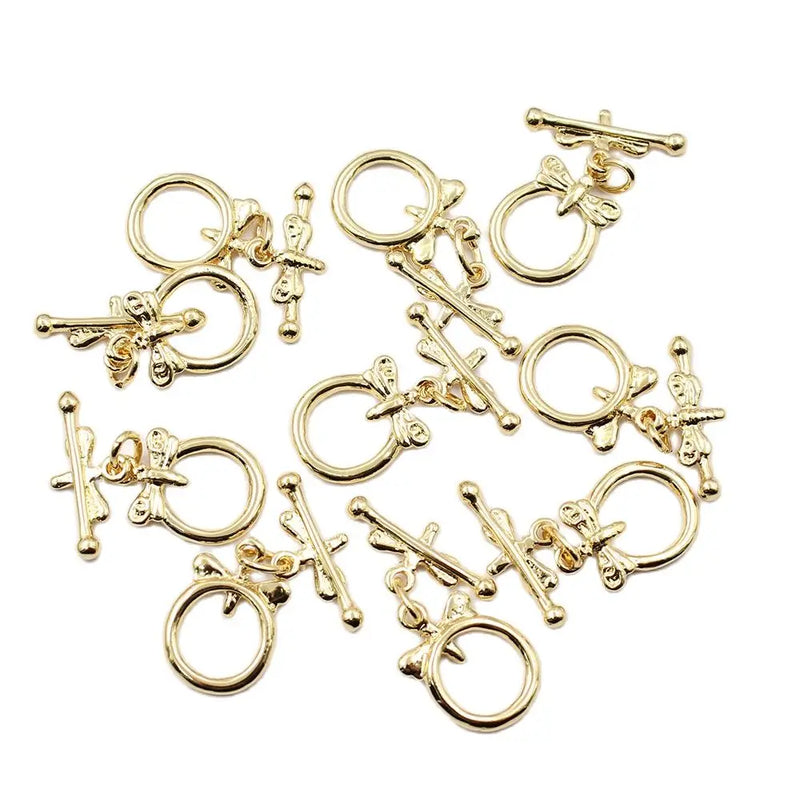 10 Pcs Copper Plated Dragonfly Clasps for Bracelets DIY Craft