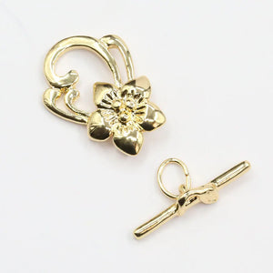 10 Pcs Flower Copper Plated OT Clasps for DIY Crafts