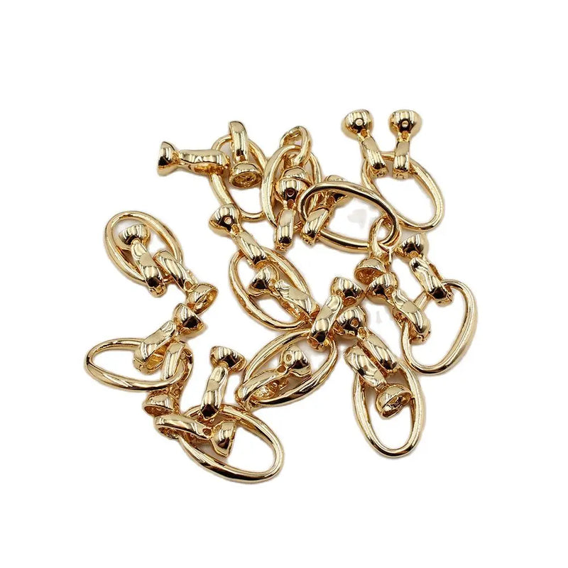 10 Pcs Yellow Plated Clasps for Pearl Bracelets Necklaces DIY Craft
