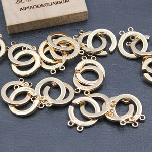 10 Pcs Circle Round Copper Clasps Yellow Plated DIY Craft Accessory