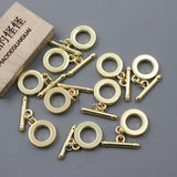 10 Pcs Yellow Plated OT Clasps for Pearl Bracelets Necklaces Making