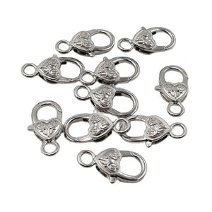 10 Pcs Labster Copper Heart Clasps for DIY Pearl Bracelets Necklaces