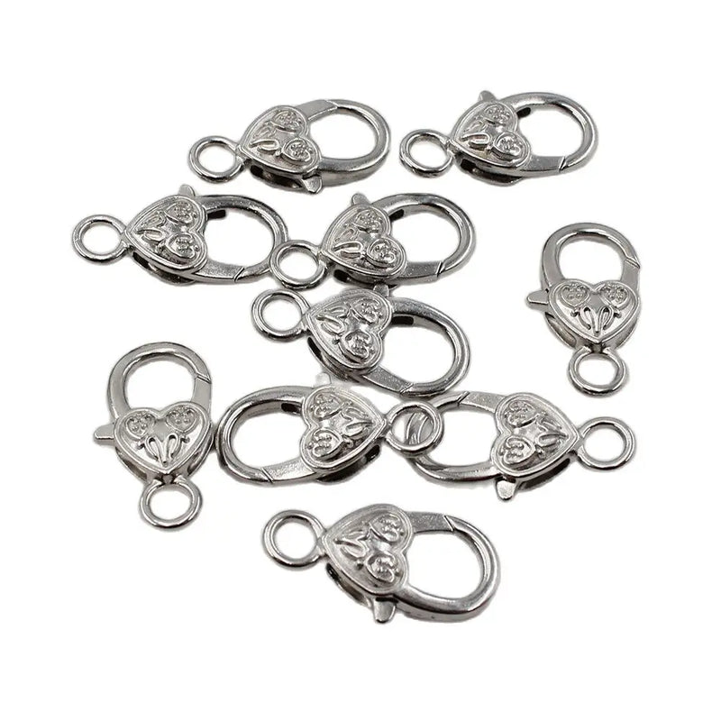 10 Pcs Labster Copper Heart Clasps for DIY Pearl Bracelets Necklaces