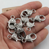 10 Pcs Labster Copper Heart Clasps for DIY Pearl Bracelets Necklaces