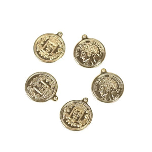 10Pcs 18K Plated Copper Coin Charms for Pearl Necklace DIY