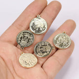 10Pcs 18K Plated Copper Coin Charms for Pearl Necklace DIY