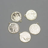 10Pcs 18K Plated Copper Coin Charms for Pearl Necklace DIY