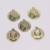 10Pcs 18K Plated Copper Coin Charms for Pearl Necklace DIY