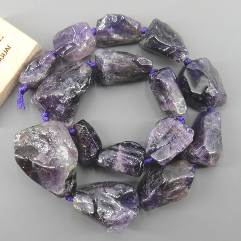 Natural Purple Amethyst Irregular Gems Stone Beads 15.5''