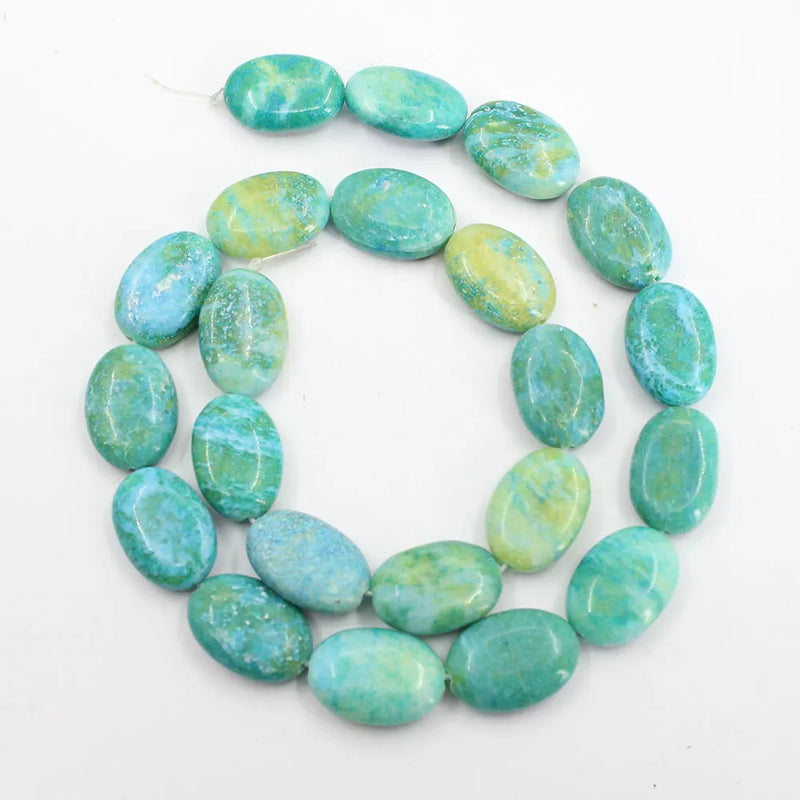 Green Chrysocolla Smooth Oval Loose Gemstone Beads 15'' Strands