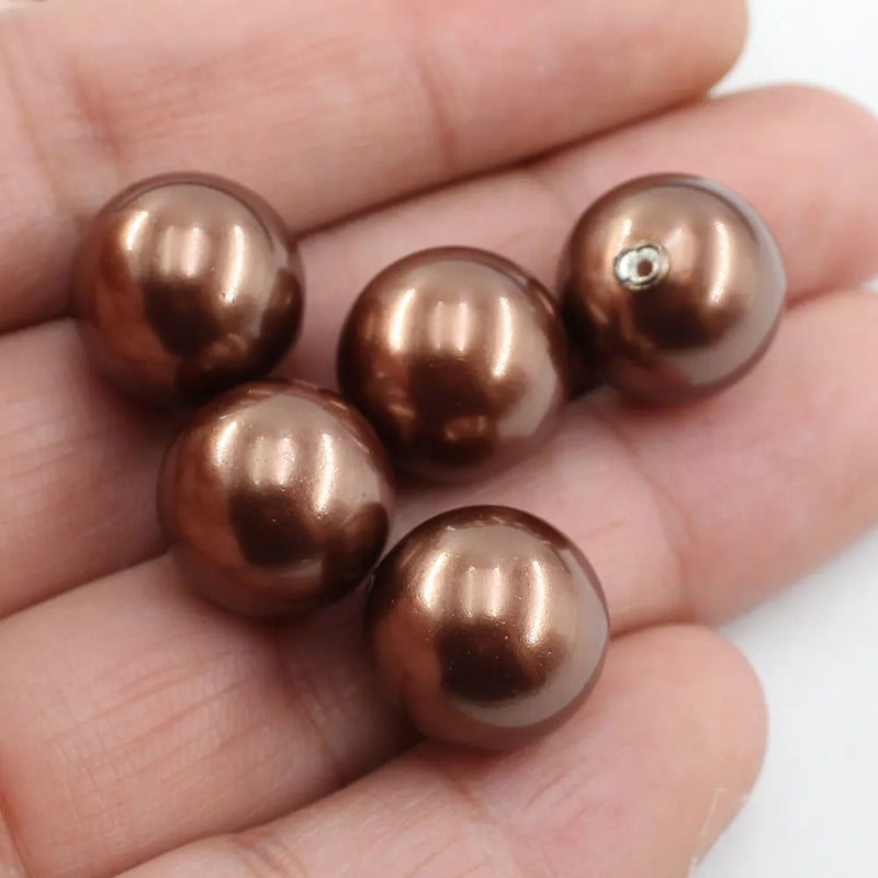 14MM 5 Pcs Coffee Sea Shell Pearl Beads DIY Jewelry Findings