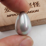 Natural Gray Sea Shell Pearl Teardrop Beads 5 Pcs