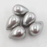 Natural Gray Sea Shell Pearl Teardrop Beads 5 Pcs