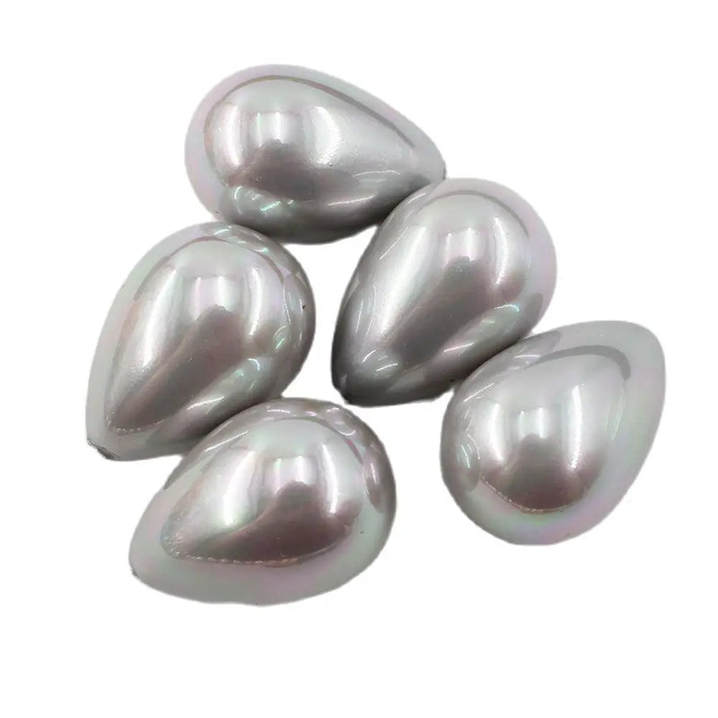 Natural Gray Sea Shell Pearl Teardrop Beads 5 Pcs