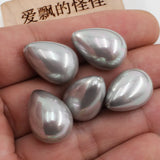 Natural Gray Sea Shell Pearl Teardrop Beads 5 Pcs