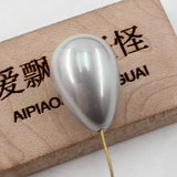 Natural Gray Sea Shell Pearl Teardrop Beads 5 Pcs