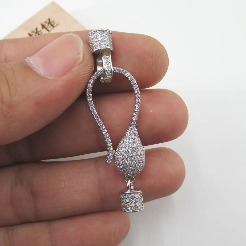 CZ Micro Pave Clasp Pendant Necklace Bracelet DIY
