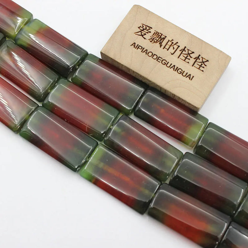 Natural Agate Smooth Rectangle Gemstone Beads 15'' Strands