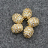 5 Pcs Oval Shape CZ Brass Metal Beads Jewelry Findings