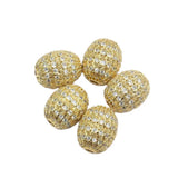 5 Pcs Oval Shape CZ Brass Metal Beads Jewelry Findings