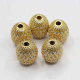5 Pcs Oval Shape CZ Brass Metal Beads Jewelry Findings