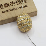 5 Pcs Oval Shape CZ Brass Metal Beads Jewelry Findings