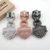 Animal Clasp Jewelry Findings for DIY Craft, 25x55mm, Cubic Zirconia Pave