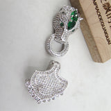 Animal Clasp Jewelry Findings for DIY Craft, 25x55mm, Cubic Zirconia Pave
