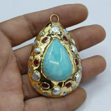 Amazonite Red Jade Larimar Necklace Pendant