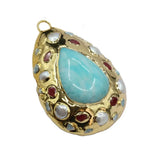 Amazonite Red Jade Larimar Necklace Pendant
