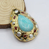 Amazonite Red Jade Larimar Necklace Pendant
