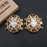 2 Pcs 3 Strands Oval Crystal Clasp for Jewelry Making