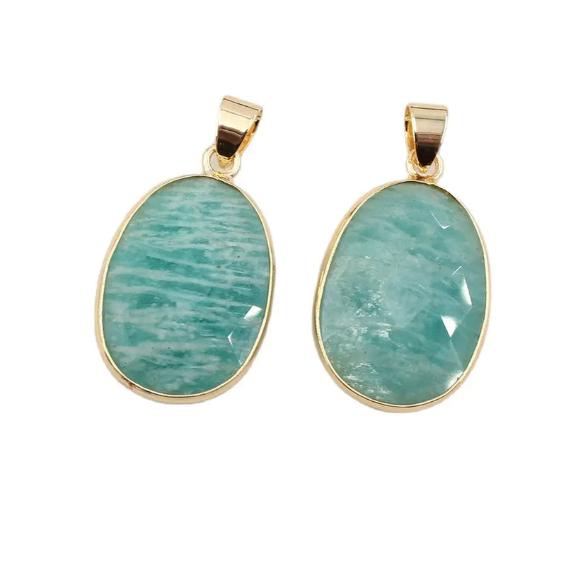 2 Pcs Green Peruvian Amazonite Pendant Charms DIY Necklace Jewelry