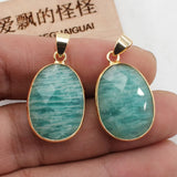 2 Pcs Green Peruvian Amazonite Pendant Charms DIY Necklace Jewelry