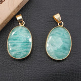 2 Pcs Green Peruvian Amazonite Pendant Charms DIY Necklace Jewelry