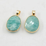 2 Pcs Green Peruvian Amazonite Pendant Charms DIY Necklace Jewelry
