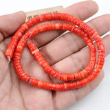 Natural 5x8mm Freedom Wheel Orange Coral Loose Beads